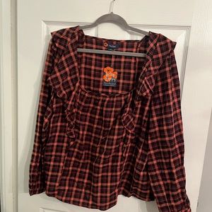 Plaid Ruffle Shirt X-Large